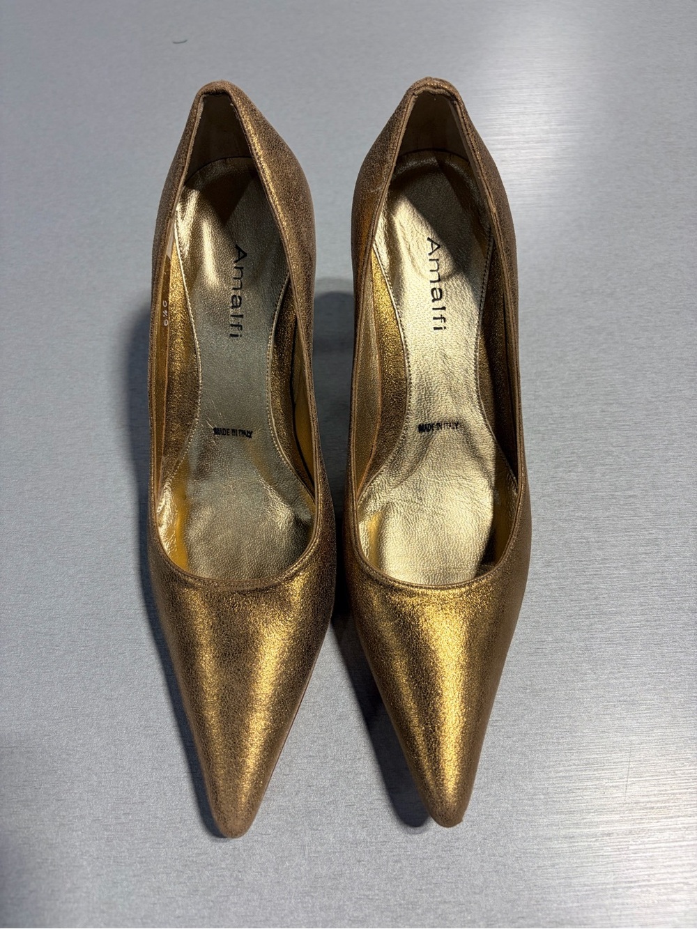Amalfi Shimmery Gold Pointed-Toe Pumps
